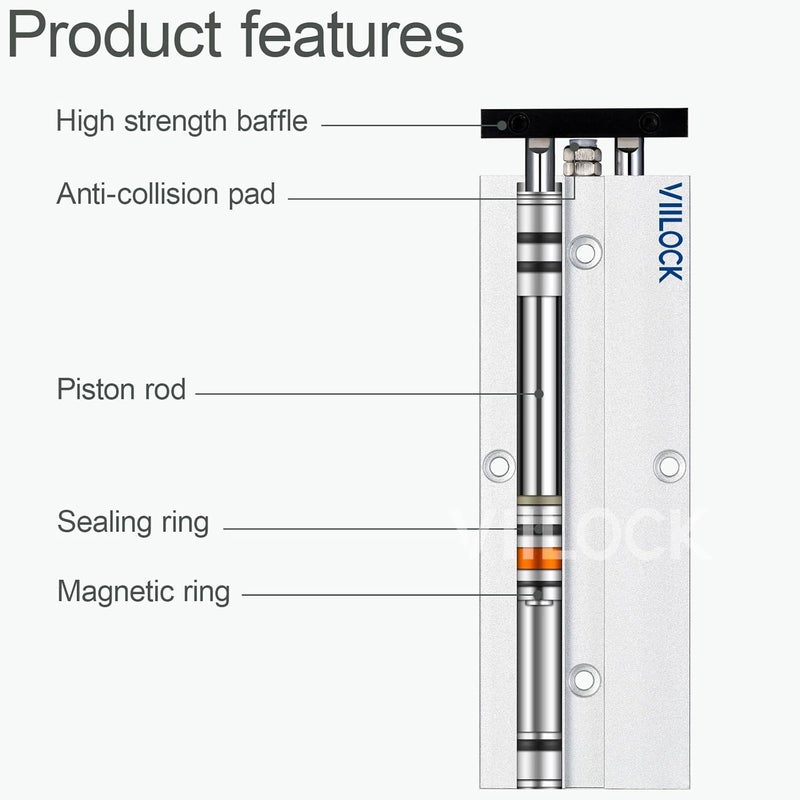 VIILOCK Pneumatic Air Cylinder 10mm Bore 75mm Stroke, Small Air Cylinder Double Rod Double Action TN10x75 - Image 4